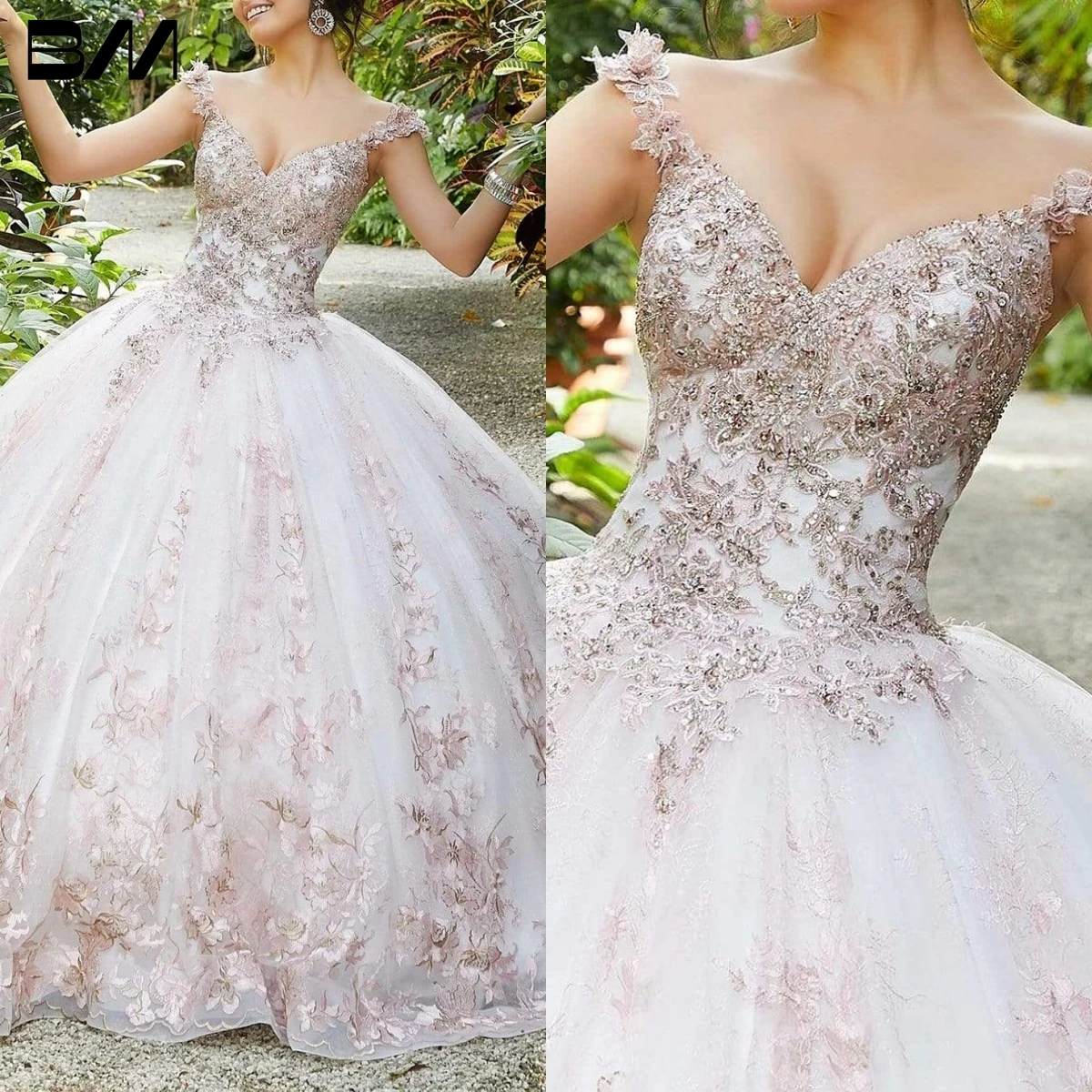 

Embroidered Rhinestones Quinceanera Dress 2023 Crystal Beading Cocktail Dresses Sparkle Tulle