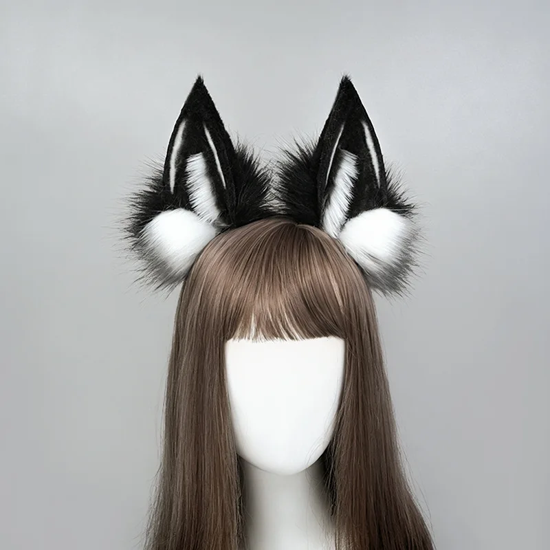 Funny Faux Wolf Ear Headband Hair Accessory Cosplay Prop Live Streaming Costume Party Props