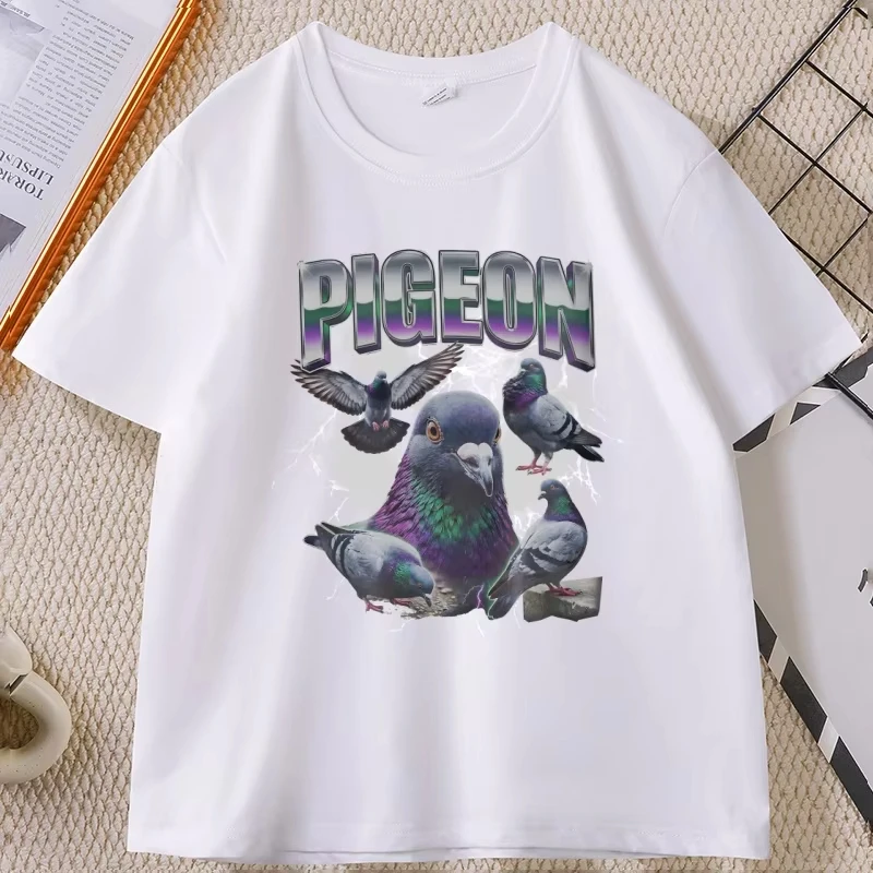 Camiseta Vintage Pigeon T Shirt 90s Rap Tee City Bird Graphic T Shirts Dove Lover Camiseta Casual Gola Redonda Estampada Manga Curta