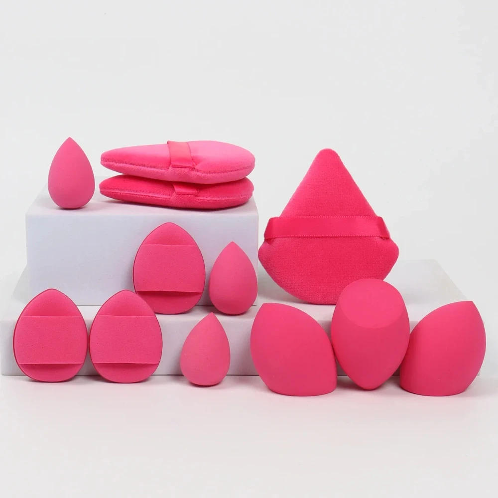 12-częściowy zestaw gąbek do makijażu uniwersalnego wykonany z 3 puszkami do pudru, 3 mini gąbkami do poduszki powietrznej, 3 mini jajeczeczkami kosmetycznymi do makijażu