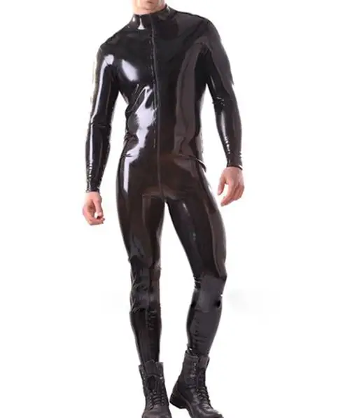 

100% Latex Gummi Rubber Suit Masquerade Cosplay Halloween Party uniform tight Front zipper