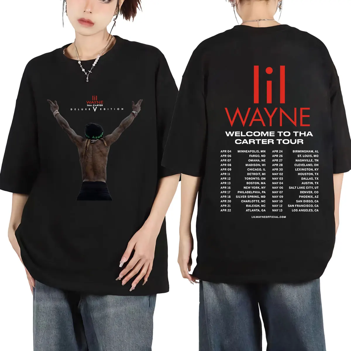 

Rapper Lil Wayne Welcome To Tha Carter Tour Graphic T Shirts Fashion Hip Hop Vintage T-shirts Unisex Casual Loose Cotton T-shirt