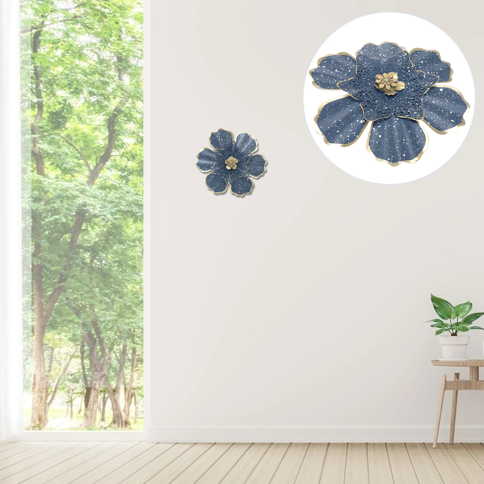 

Iron Flower Wall Art Decor Nordic Metal Sculpture Lifelike Colorful Wall Hanging for Indoor Outdoor Garden Metal Flower Pendant
