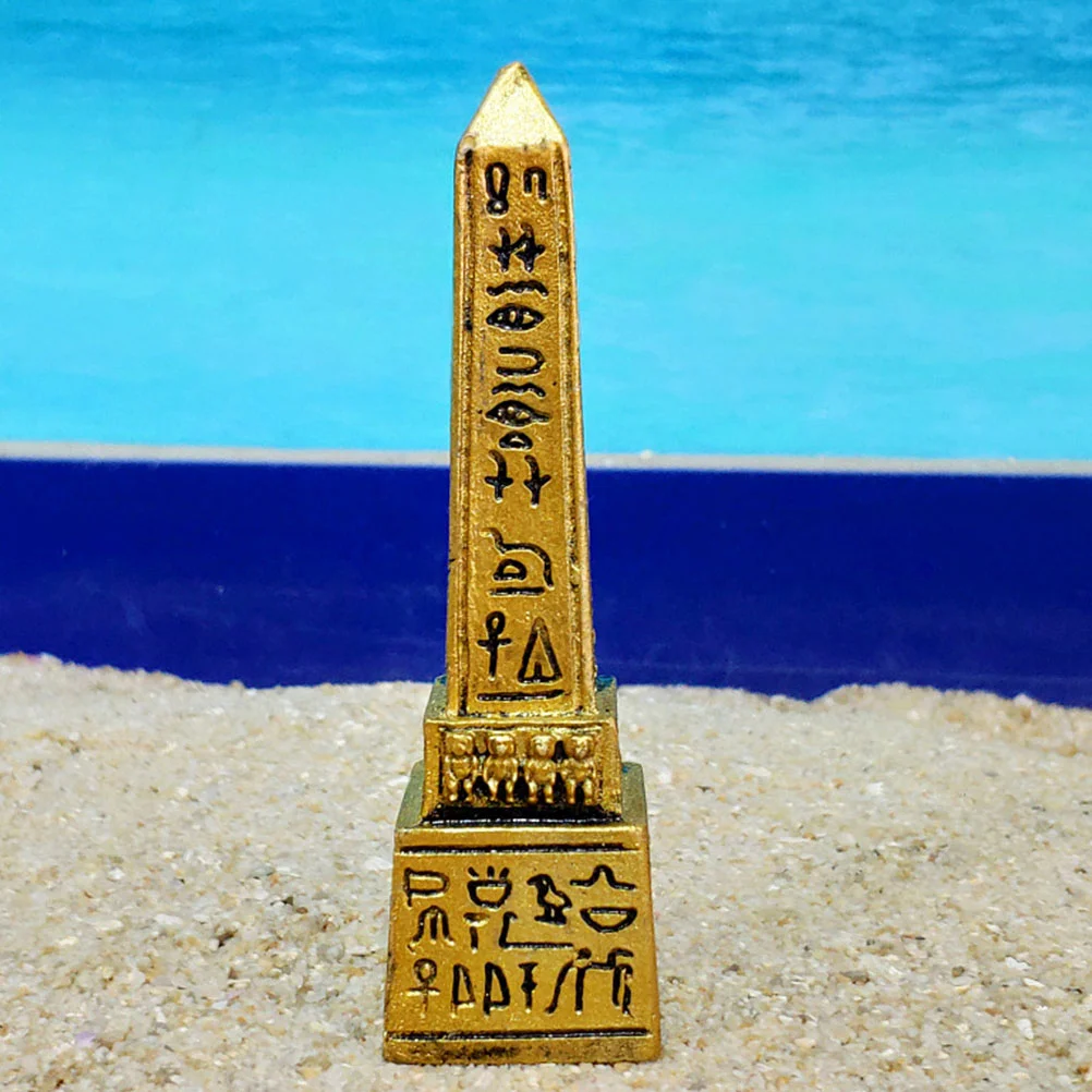 Pharaoh Egyptian Obelisk Psychological Sandbox Tower Figurine Gift Temple of with Hieroglyphs Resin