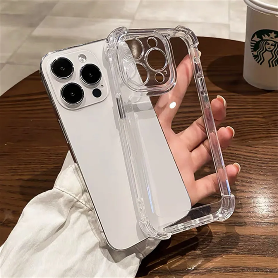 Luxury Shockproof Clear Phone Case For iPhone 16 15 14 13 12 11 Pro Max X XR XS 7 8 Plus Silicone Bumper Transparent Cases Cover