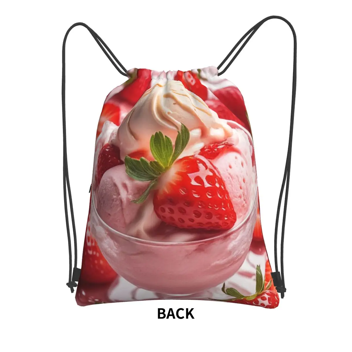 Strawberry Ice Cream Backpacks Fashion Drawstring Bags Shoes Bag Book Bags for Travel School