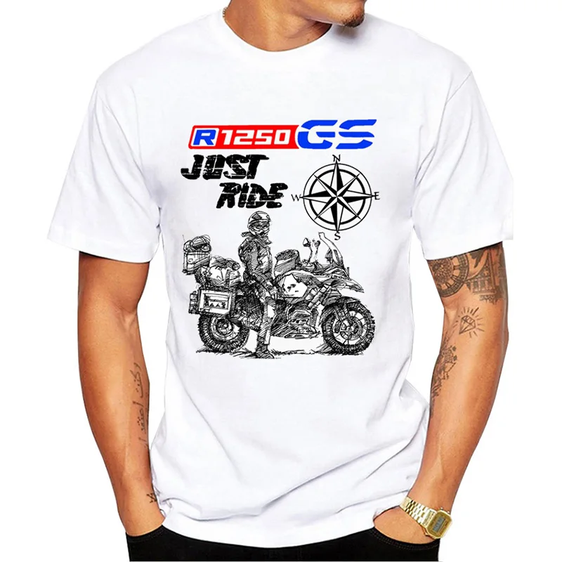 

Drive The Classic Motorcycle GS 1250 R 1250 GS E30 Printed T-shirt Summer Men's Short Sleeve White Casual Top Hip Hop Motorcycle