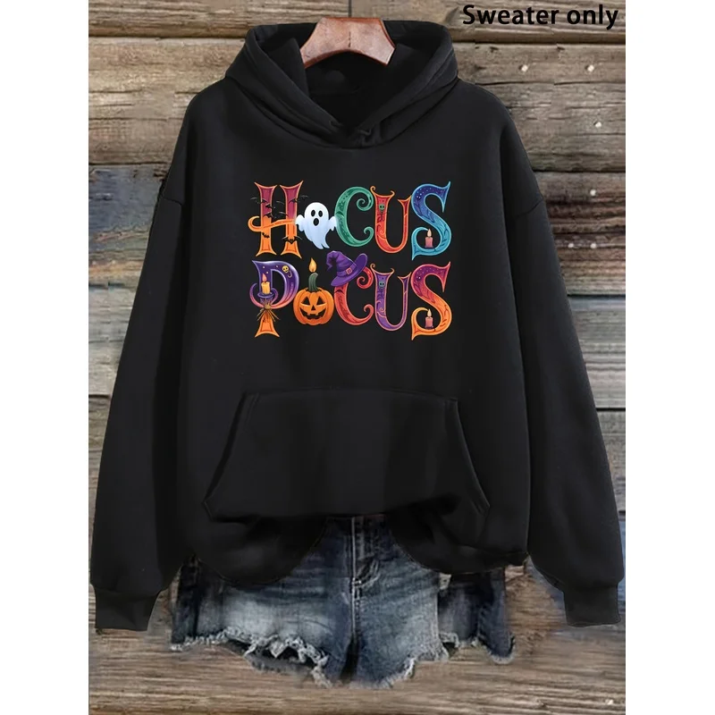 Quirky Seasonal Casual Women's Hooded Sweatshirt with Colorful Print, Loose Pullover Style for Daily Wear