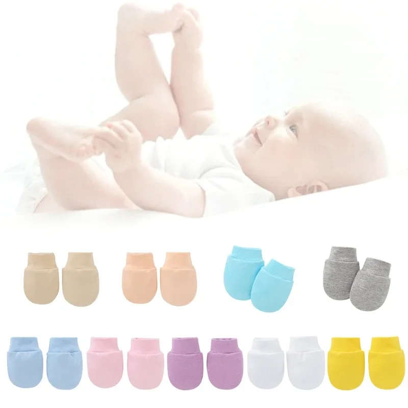 2 Stuks Baby Anti Krassen Zachte Katoenen Handschoenen Pasgeboren Bescherming Gezicht Krassen Wanten Baby Handbescherming Benodigdheden