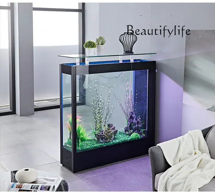 j Living room office household light luxury fish tank rectangular simple modern large and medium-sized glass aquarium ecological