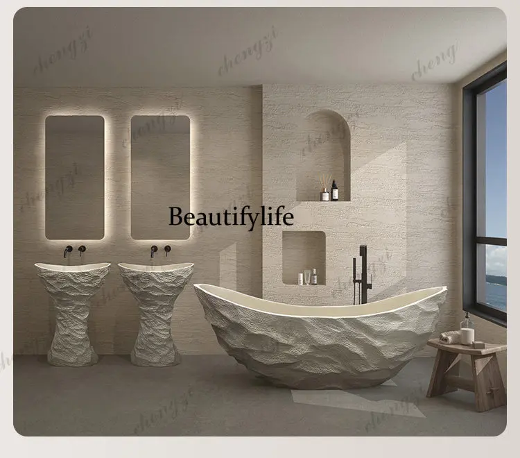 New Japanese-style retro bathtub small apartment family hotel B & B integrated independent bathtub deep bubble
