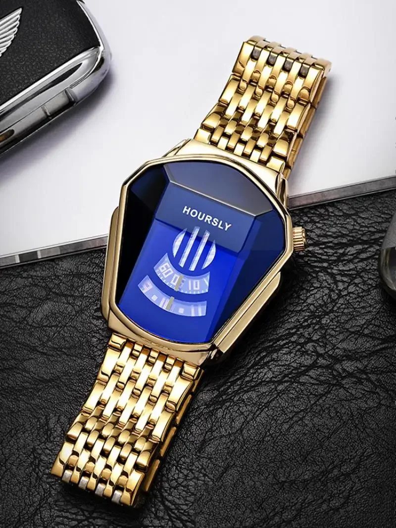 Gold Luxusmarke Trend coole Männer Armbanduhr Edelstahl Technologie Mode Quarzuhren für Männer 2024 relogio masculino