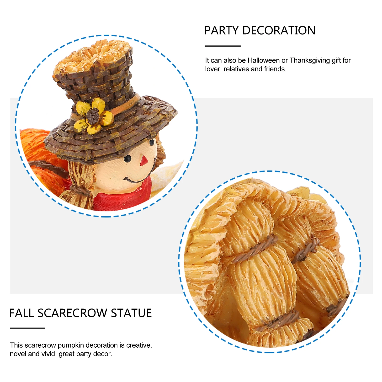 

1Pcs Resin Scarecrow Pumpkin Decoration Bright Halloween Thanksgiving Party Decor Table Decoration Artificial Pumpkins Figurine