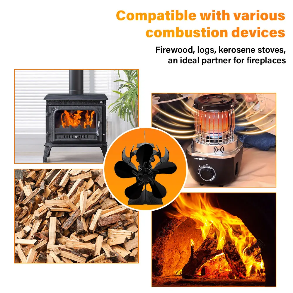 Heat Powered Stove Fan With 5 Blades Eco Friendly Silent Operation For Log Wood Burner And Fireplace Efficient Heat Distribution