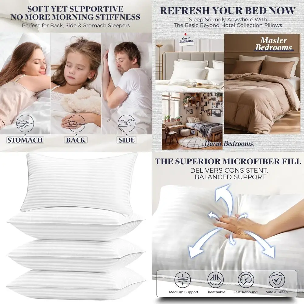 

Подушки King Size из коллекции Hotel Collection, белые, набор из 4 штук, 20x36