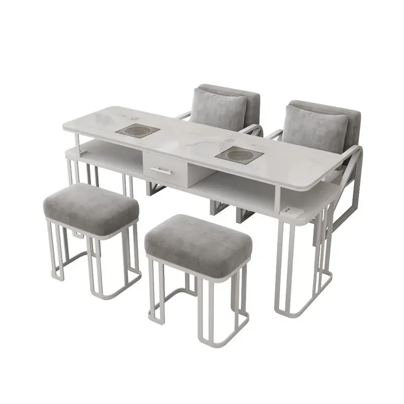 Luxury Leg Metal Nail Table Aesthetic Modern Rustic High Quality Nail Desk Profesional Aesthetic Table Onglerie Salon Furniture