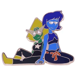 Steven Universe Lapidot Lapis Lazuli and Peridot gold outline The Crystal Gems art Enamel Pin