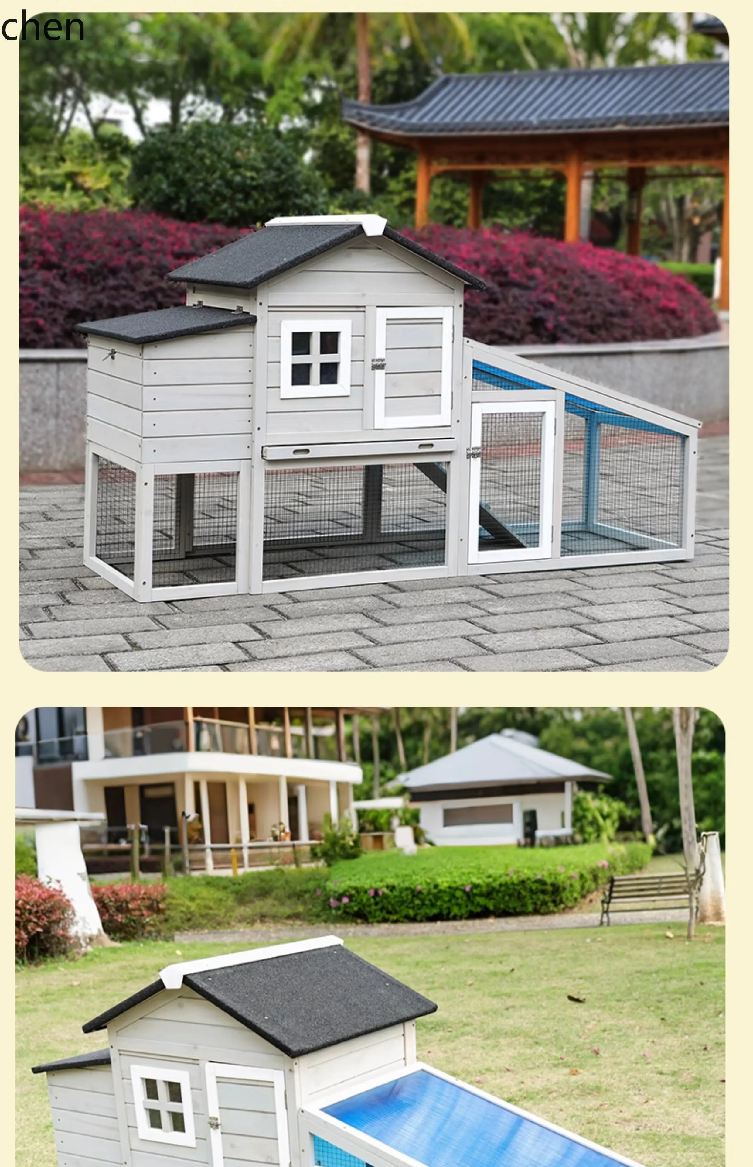 HT solid wood cat nest four-season pet cage duck house outdoor dual-purpose chicken shed breeding cage view 5