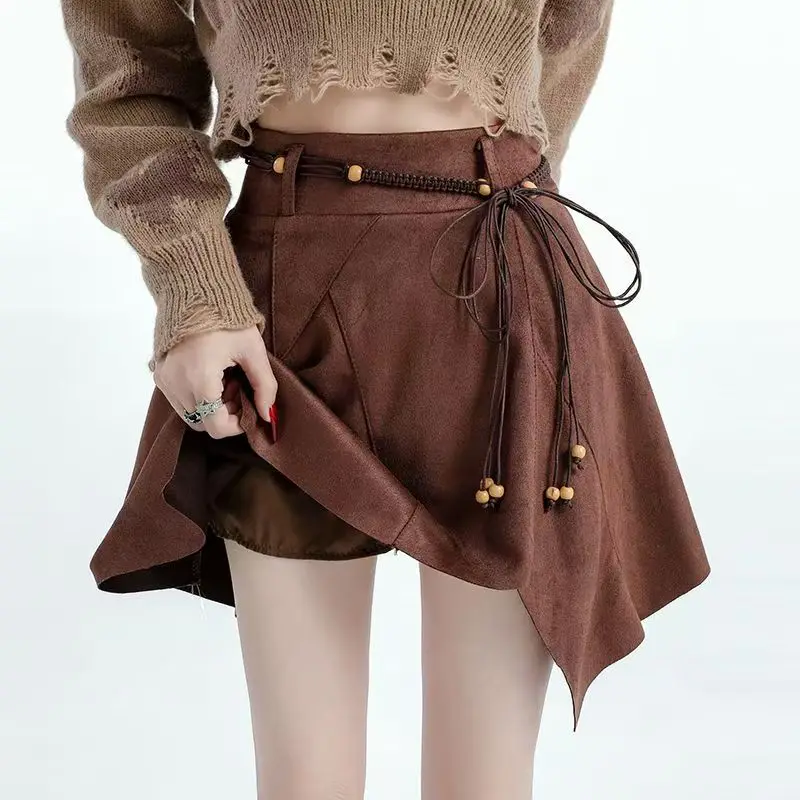 กระโปรงสั้นสไตล์วินเทจ Y2K สำหรับผู้หญิง เอวสูง เซ็กซี่ ทรงเอไลน์ ไม่สมมาตร แฟชั่นฤดูใบไม้ร่วง สไตล์อเมริกัน ฮาราจูกุ เรโทร ฮิปฮอป รุ่นใหม่