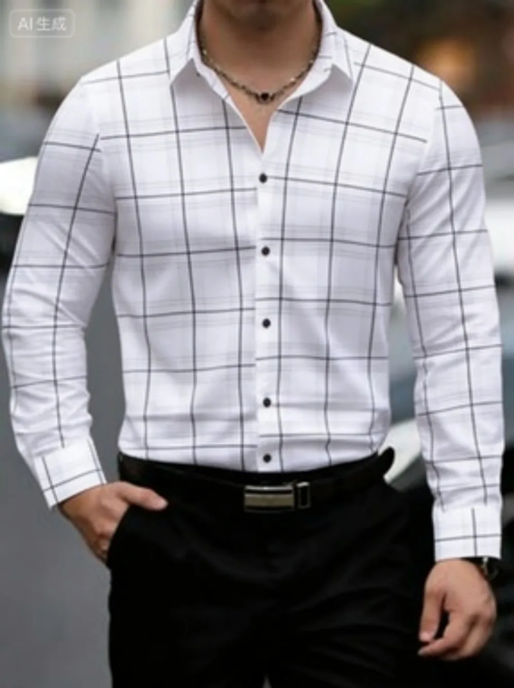 Men's Checkered Single Breasted Casual/Business Long Sleeved Shirt Men's Checkered Long Sleeved Shirt Men's Style Shirt Men's De