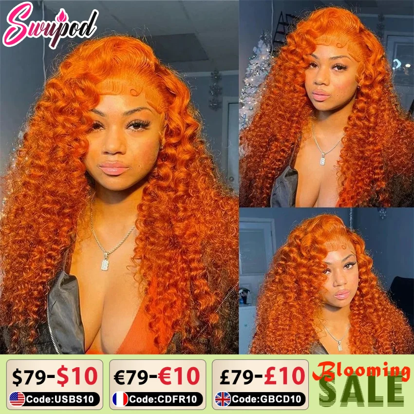 Ginger Orange HD 13x4 13x6 Front Wigs Transparent Lace Frontal Wig Human Hair Bone Deep 360 Full Human Hair Lace Front Wig