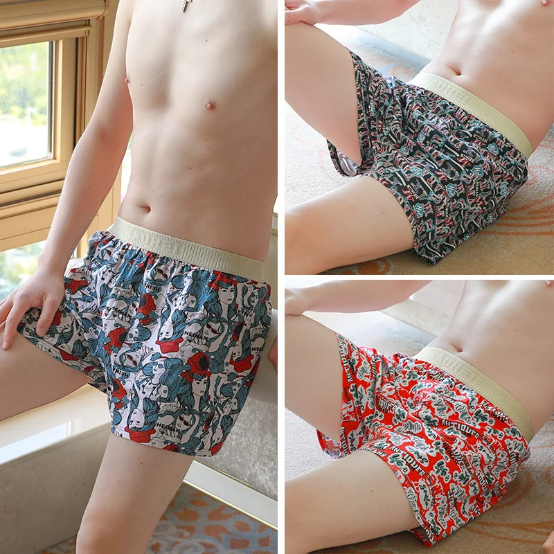 

Мужские трусы, модные хлопковые боксеры с принтом, удобные дышащие домашние шорты, свободное мужское нижнее белье, трусы больших размеров L-4XL