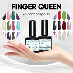 Fingerqueen 46 Colors 8ml Long Lasting Nail Polish Gel Colorful Manicure Nail Glue Women Beauty Salon DIY Design Nail Art UV LED