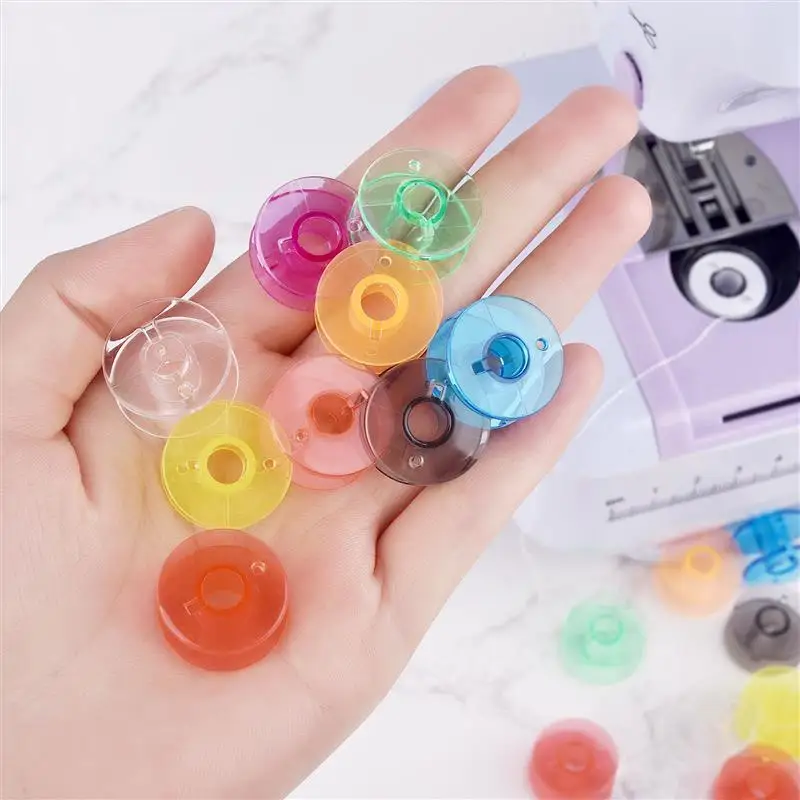 10/30/50Pcs Transparent Multi Color Sewing Machine Bobbins Spools Empty Bobbins Spools DIY Embroidery Sewing Accessories