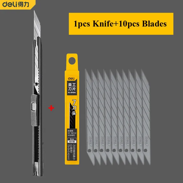 Carbon Steel Utility Knife Box Cutter Precise Cutter Auto Locking Pacote de Papelão Abridor de Corte Ângulo de 30 Graus 18 mm