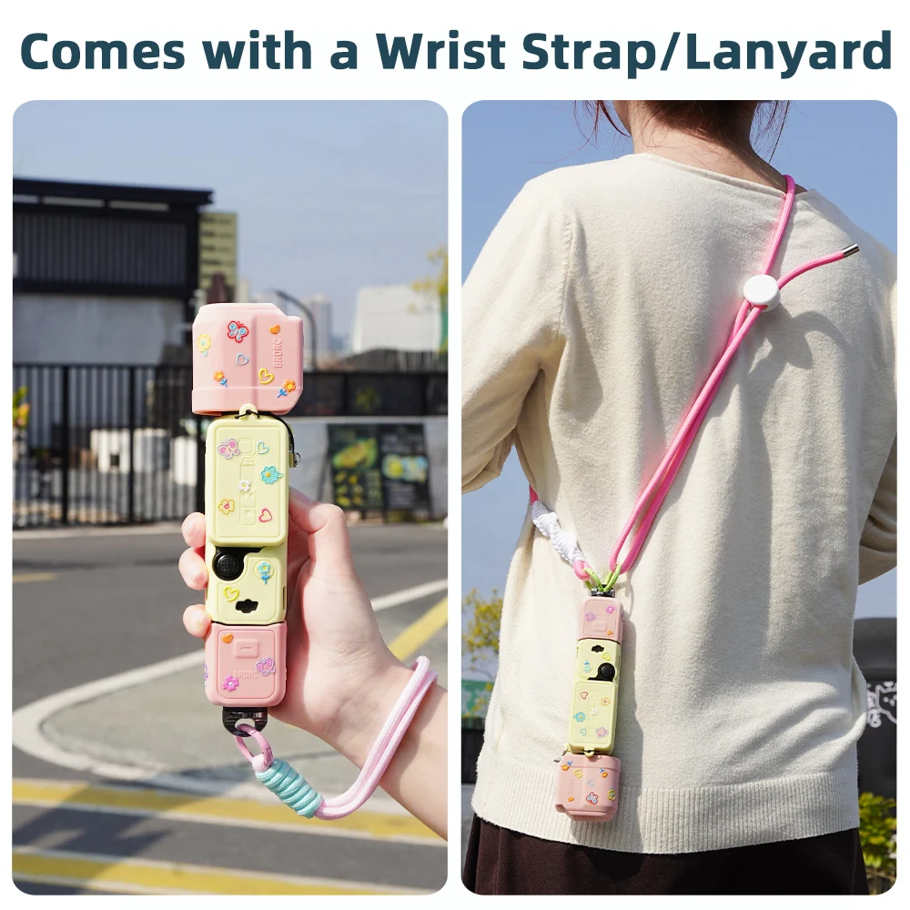 BRDRC Pocket 3 حافظة واقية معكرون اللون حافظة مطاطية من السيليكون لـ DJI Osmo Pocket 3 كاميرا مضادة للخدش مع غطاء العدسة