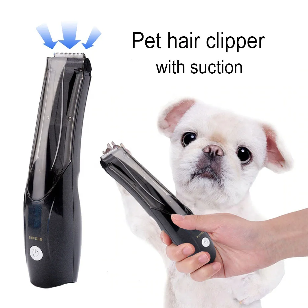 Portable Pet Vacuum hair Clipper 3 Speed Switch Rechargeable Dog hair Remover Grooming for Dog hairs and Cat Electric push shear