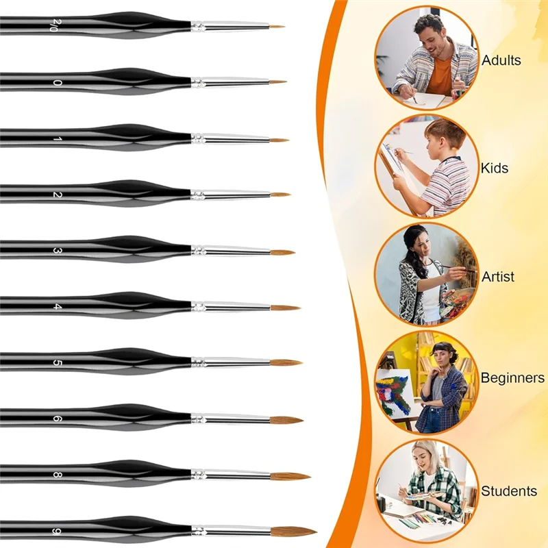 QWE-Small Detail Brushes Fine Brush Set Lining Brush For Model Crafts Watercolor Acrylic Oil