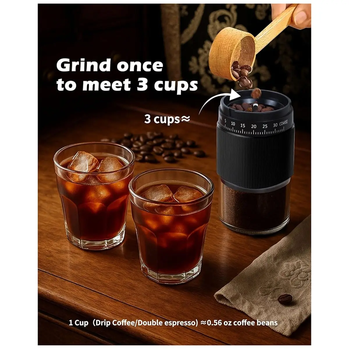 2026 Trend Manual Coffee Grinder with 35 Adjustable Speeds, Portable Hand-Cranked, Suitable for Espresso. B