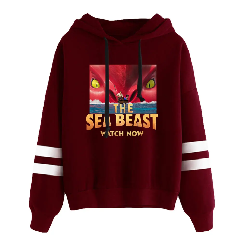 Hoodie Unisex The Sea Beast, Pocketless, Barras Paralelas, Moletom de manga, Pulôver encapuzado, Roupas Anime Americano