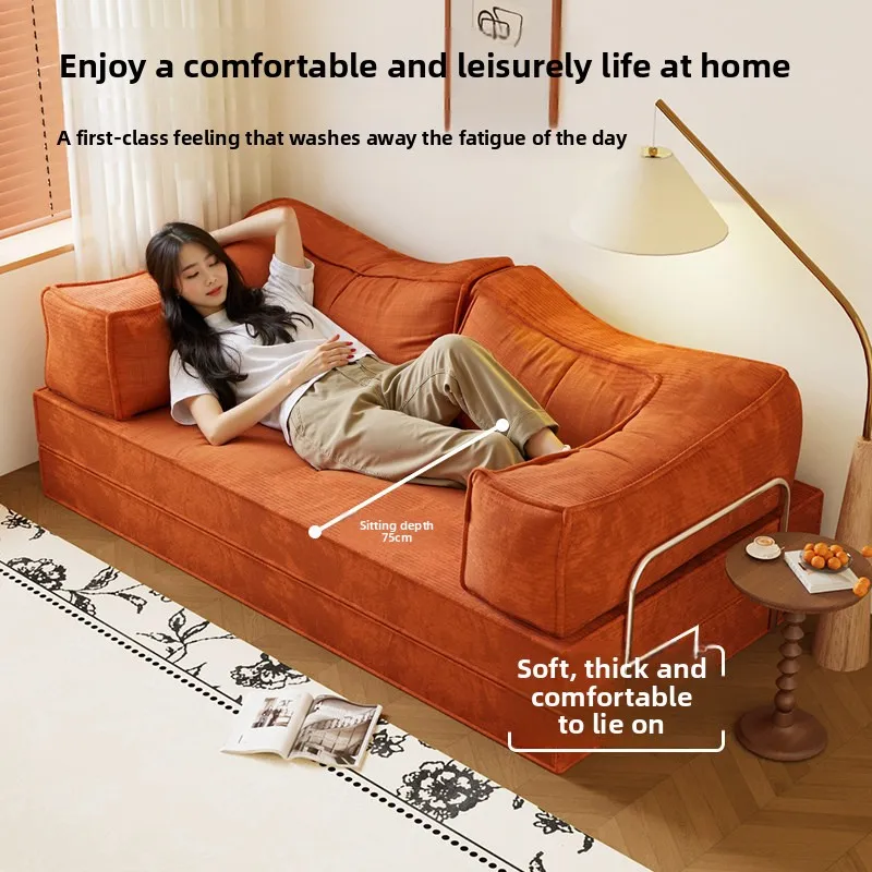 Modular Sponge Compressed Foldable 2‑in‑1 Sofa‑Bed Long‑Term Sleeping Couch for Small Living Room