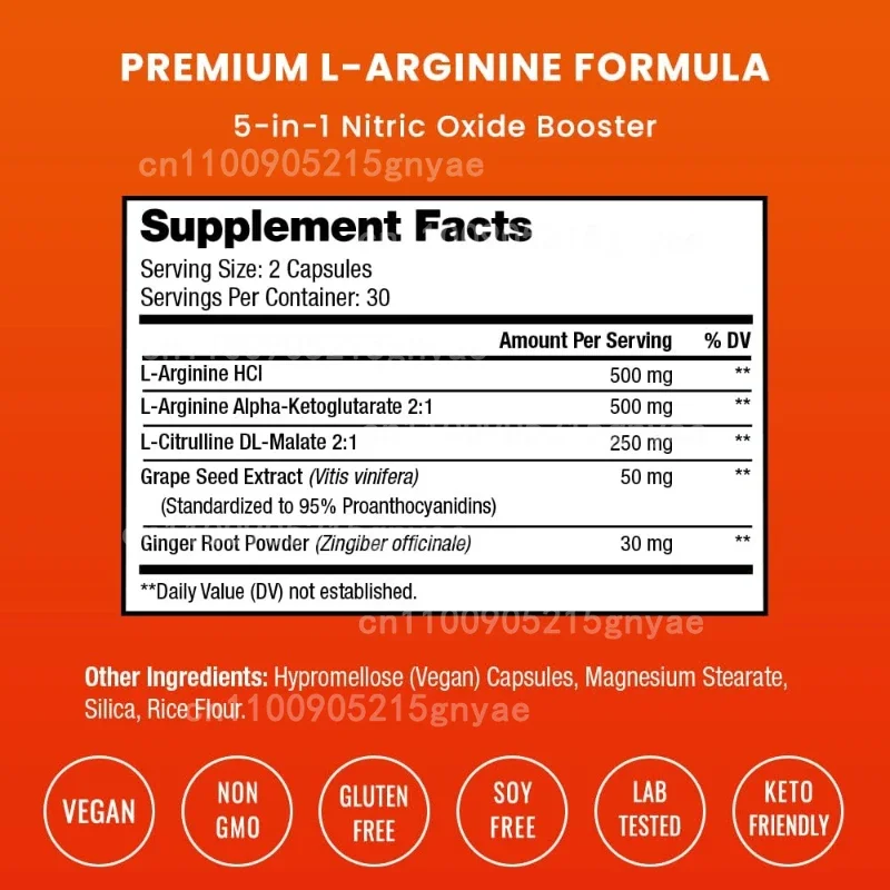 L-Arginine + L-Citrulline - Nitric Oxide Supplement To Help Enhance Muscle Building and Performance, Energy Boost