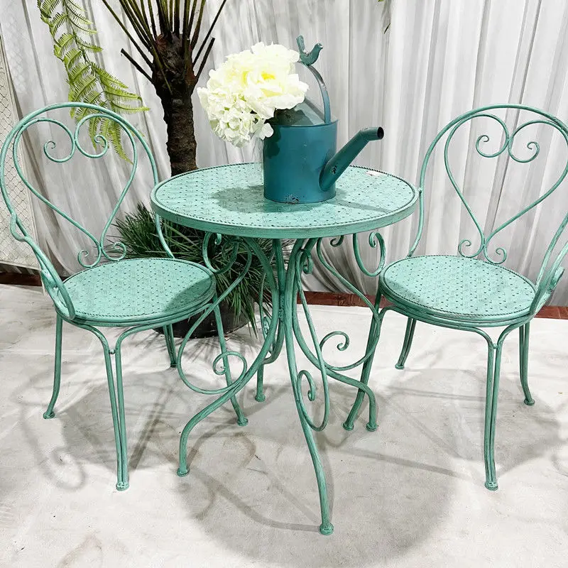 Balcony Iron Art Leisure Combination Three Piece Set Outdoor Courtyard Garden Chair Tea Table Milk Tea Shop Desk Table Chair