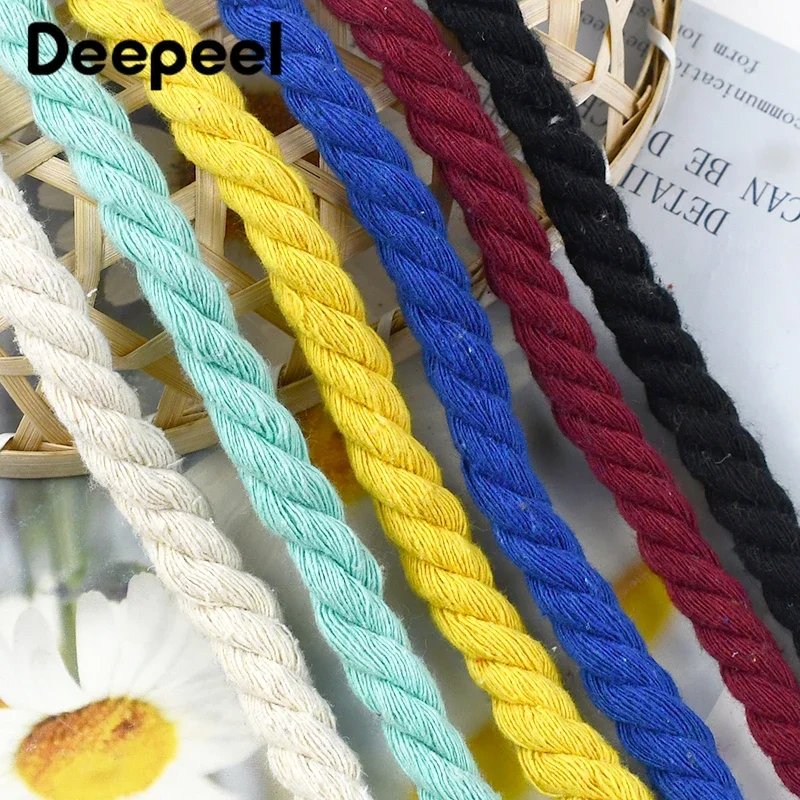 Deepeel 5/10Meters 10mm 3 Shares Twisted Cotton Rope Bag Drawstring Belt Decoration Ropes Braided Cord DIY Craft Accessories