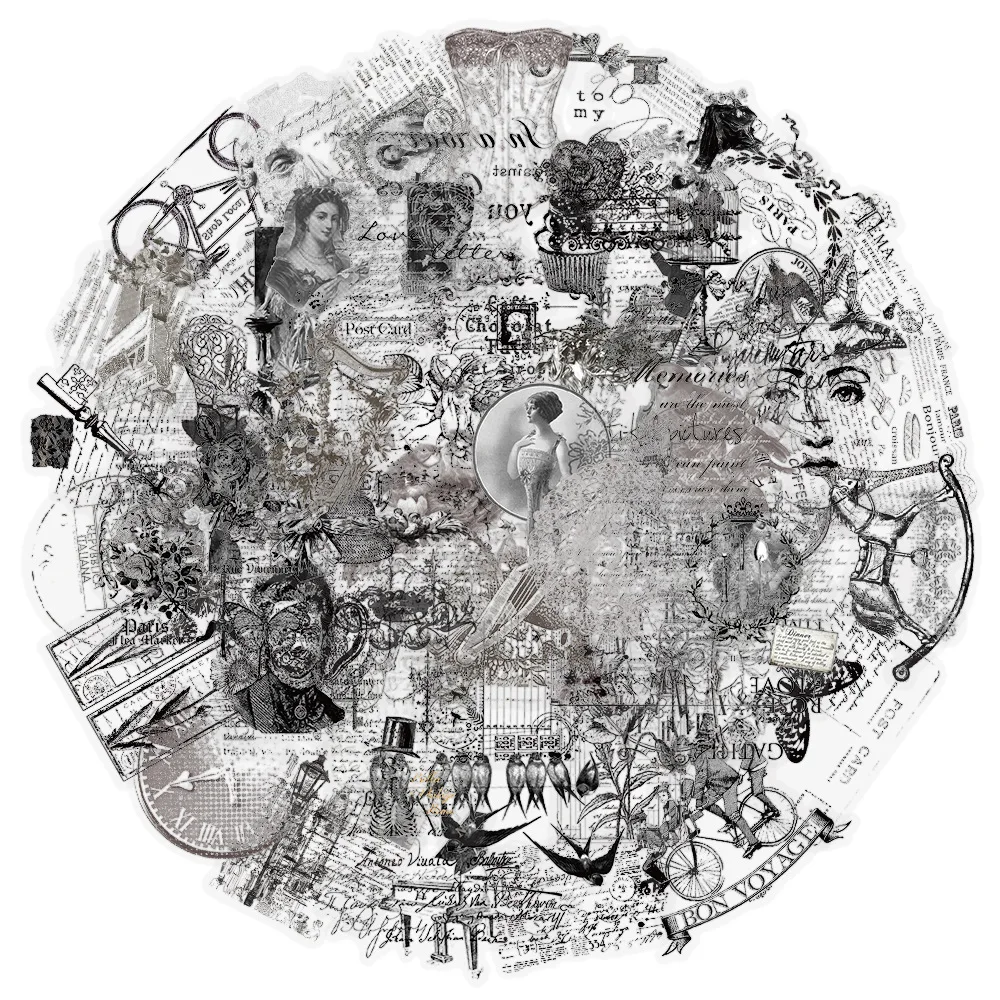 

10/30/58PCS Vintage Stamps Clipartpet Stickers Transparent Waterproof Graffiti Decorative Kids Toy Decorative Skateboard Guitar