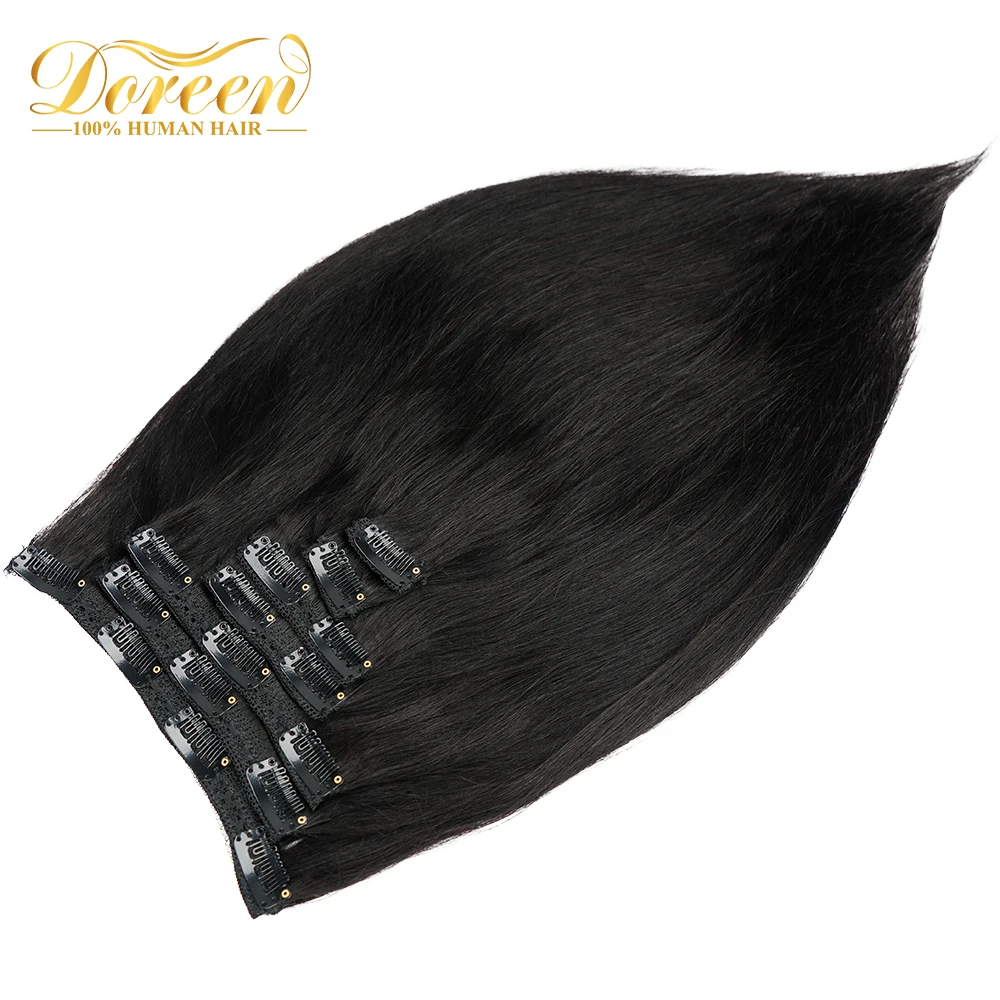 Doreen 12''-24'' Clp in Hair Extention Human hair Straight Machine Remy Natural Hair clips for Women Full Head 240G 10 Pcs/set