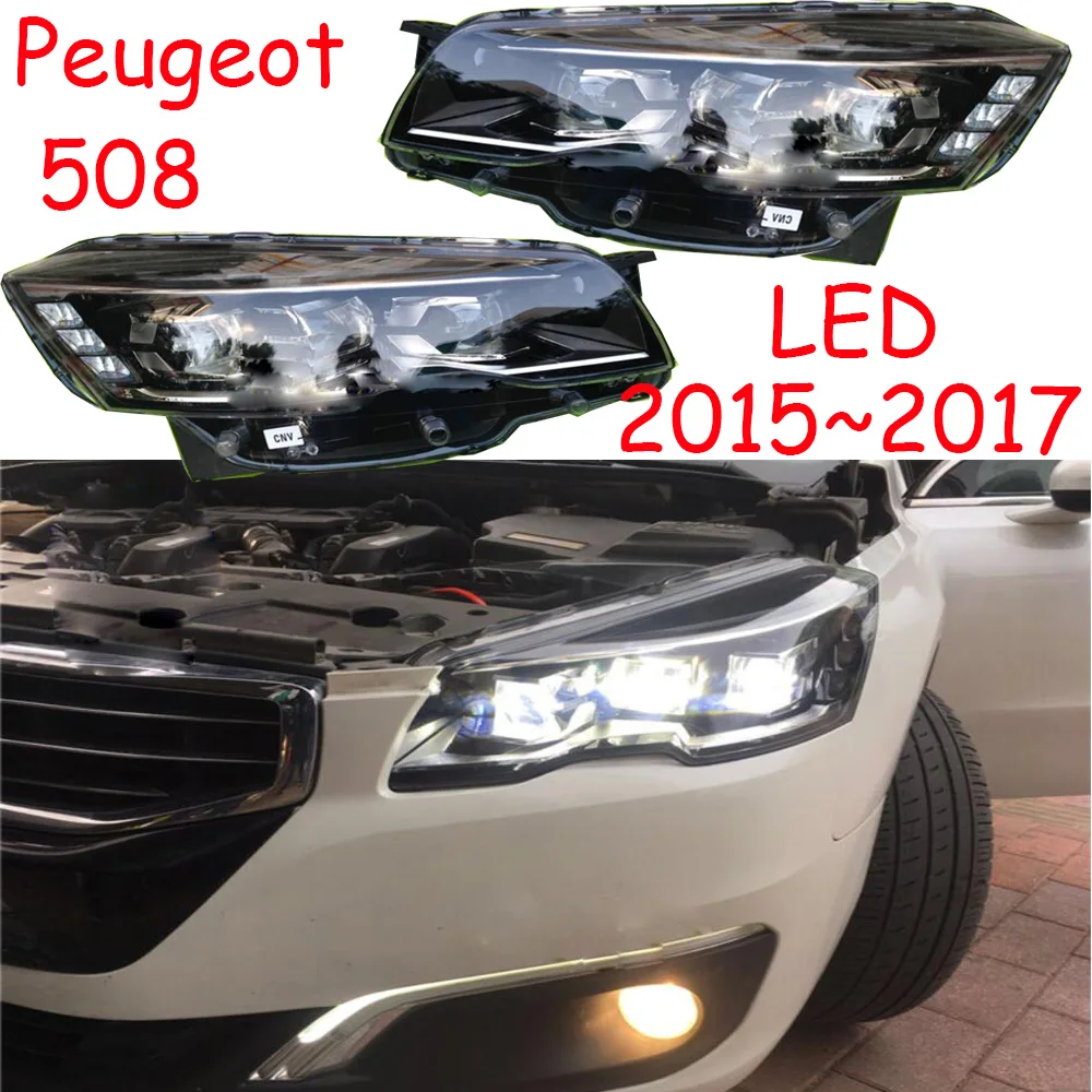 1pcs car bumper headlamp for Peugeot 508 headlight Peugeot508 2015~2017y car accessories head lamp for Peugeot 508 fog light