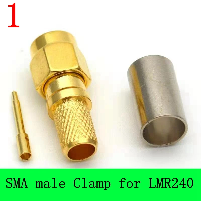 5 stks/partij LMR240 SMA Man Vrouw Connector SMA Vrouwelijke Mannelijke Crimp voor RG59 LMR240 CNT240 Coaxiale Kabel Jumper Messing Verguld