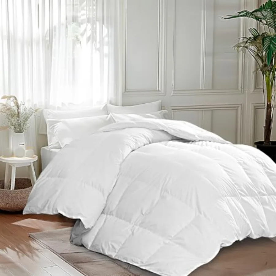 Goose Feather Down Fiber Cotton Comforter Size, Feather Duvet Insert, Hotel Collection Hypoallergenic Comforter 58oz All Season