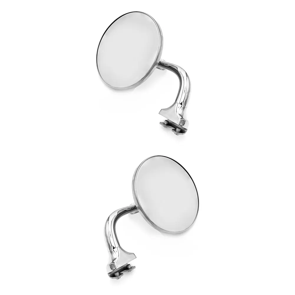 2PCS Vintage Classic Car Silver Round Side Mirror Stainless Steel Retro Exterior Parts Mirror Covers