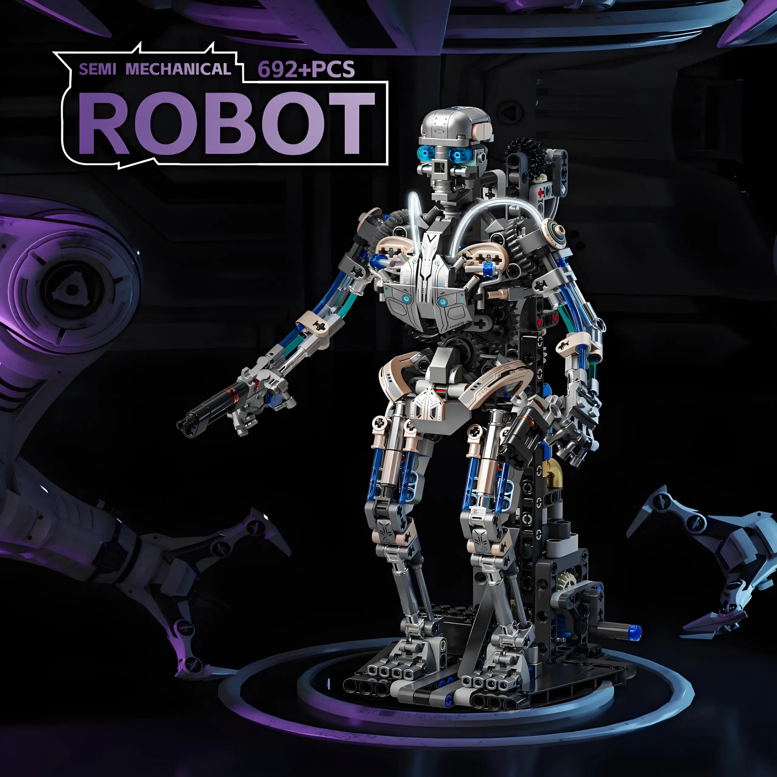 

692+Pieces Mechanical Skeleton Robot Building Block Toy Twistable Body and Poseable Design Creative STEM Toy for Kids and Adults