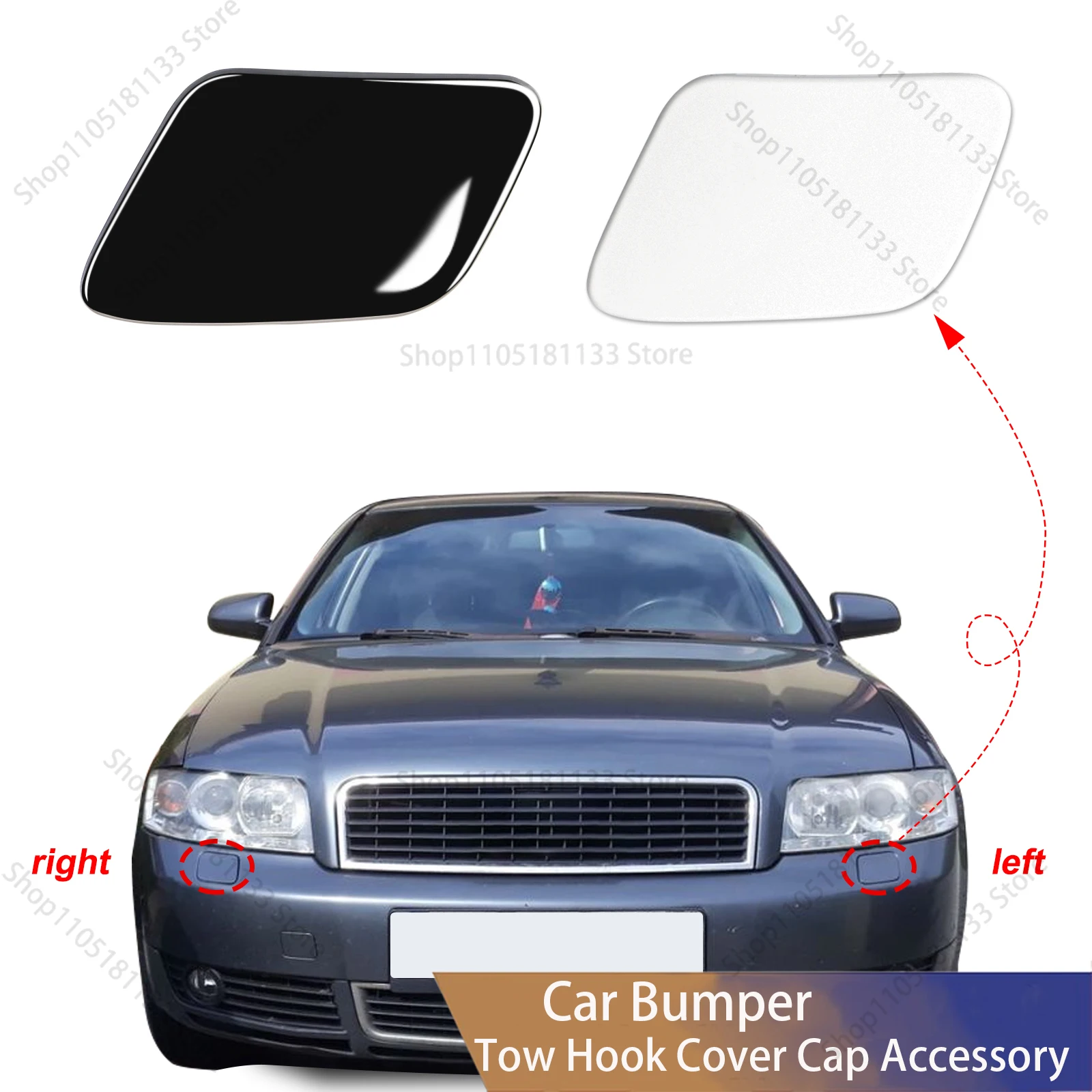 High Density ABS Front Headlight Washer Cover for Audi A4 2002-2005 Weatherproof Jet Spray Cap 8E0955275D 8E0955276D