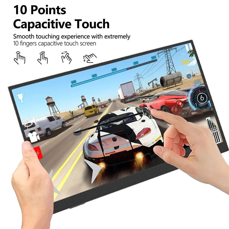 Touch Portable Monitor 14inch 72% NTSC,95%SRGB 300cd/m2 IPS Expand Screen Laptop Type-C HDMI-Compatible