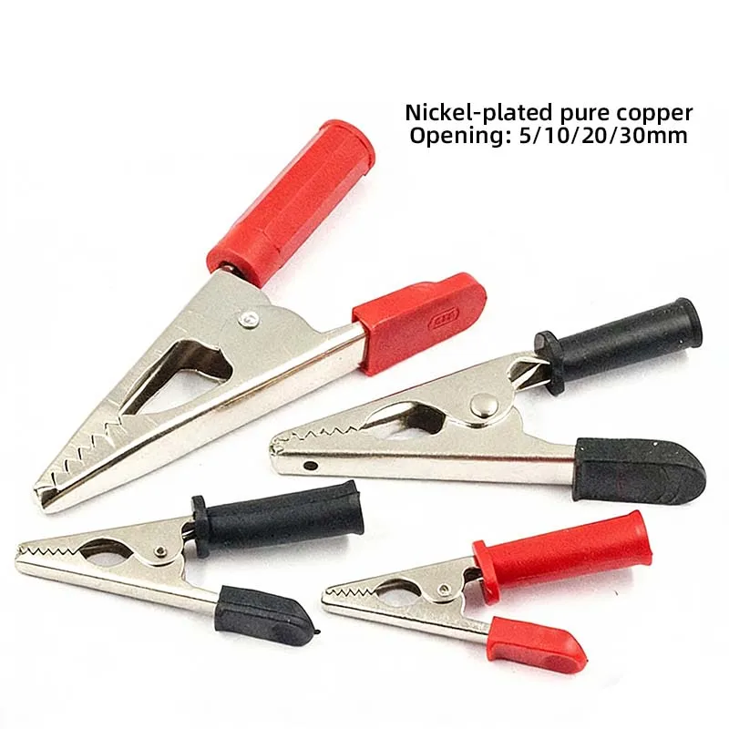 5PCS Copper Alligator Clip Power Supply Test Lead with 4mm Banana Jack, Openings: 5/10/20/30mm