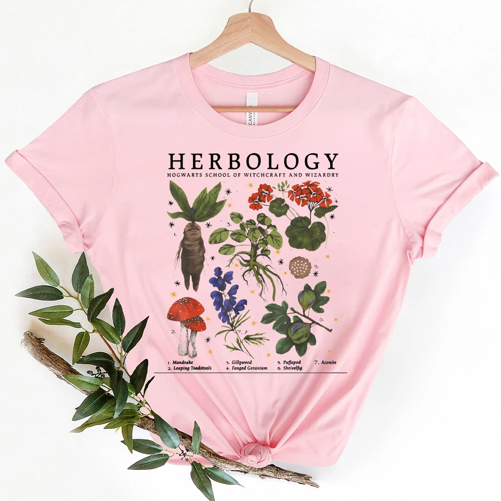 Plant Lover Wizard Pottery Tshirt Herbology Plants Colored Print T-shirtCamiseta Aesthetic Women Gardening Graphic Women Tee Top