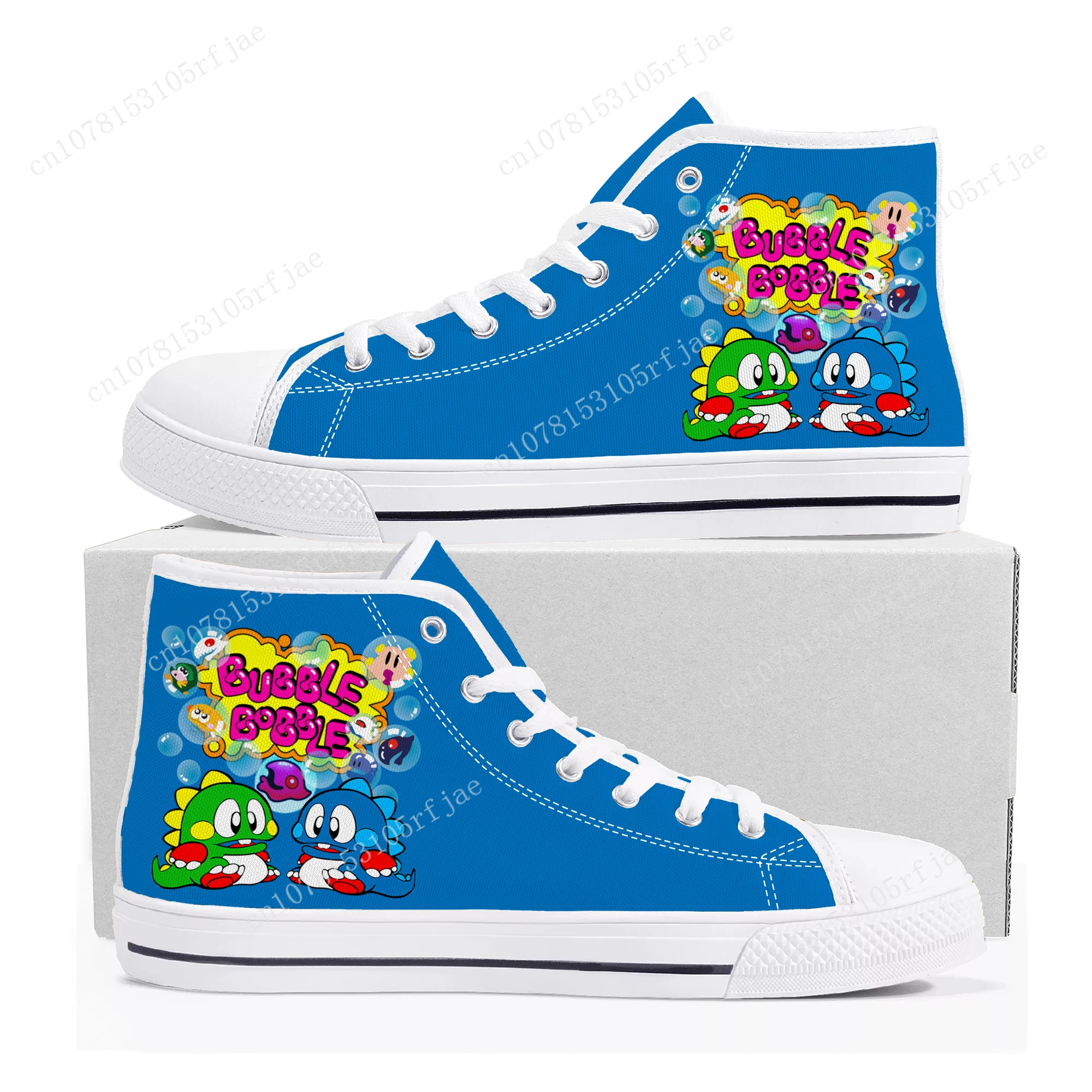 Bubble Bobble High Top Sneakers Cartoon Game Mens Womens Teenager High Quality Fashion Canvas Shoes Casual Tailor Made Sneaker